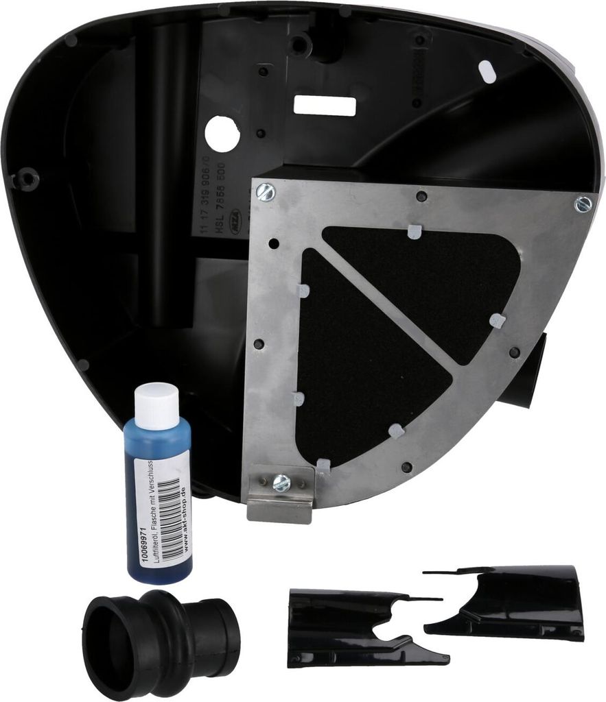 Gehäusemittelteil mit Sportluftfilter, Auslass Ø36mm + 50ml Luftfilteröl - für Simson S50, S51, S53, S70, S83