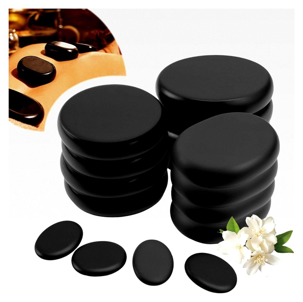 Hot Stone Massage Set 16 Stück Basalt Massagesteine für Spa und private Anwendungen