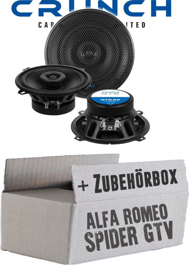 Lautsprecher Boxen Crunch GTS52 - 13cm 2-Wege Koax GTS 52 Auto Einbauzubehör - Einbauset passend für Alfa Romeo Spider + GTV - justSOUND