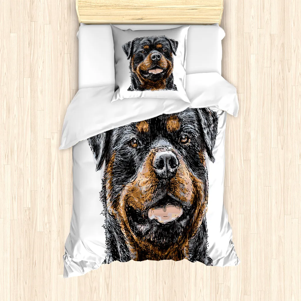 Copripiumino Rottweiler ABAKUHAUS Disegno a Mano 135x200 Marrone