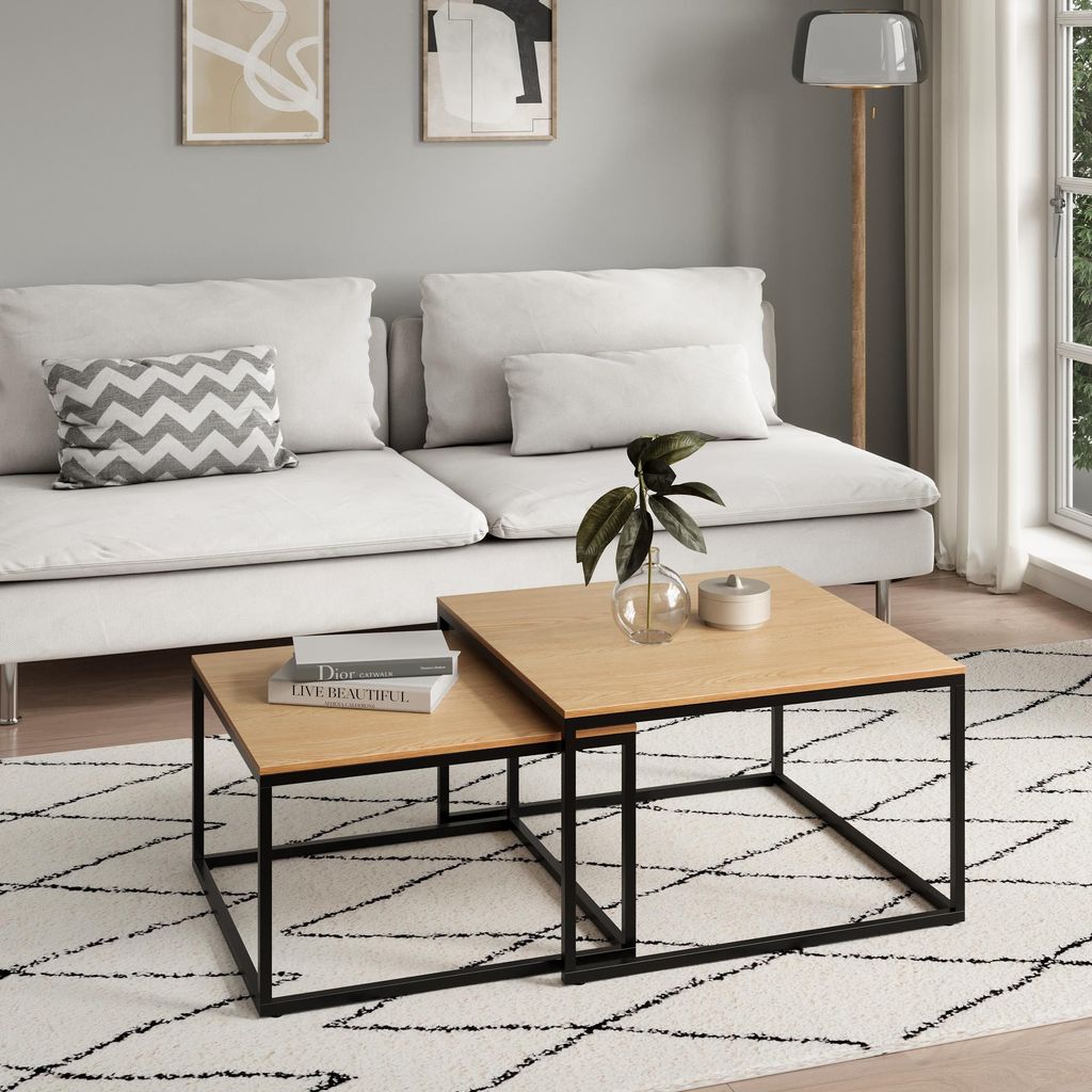 Couchtisch 2er Set aus Holz Wohnzimmertisch Modern, Produktbild 