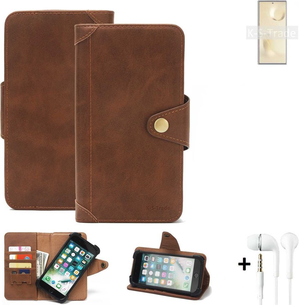 K-S-Trade Handyhülle + Kopfhörer für Xiaomi Mi MIX Fold 2 Schutz Hülle Walletcase Bookstyle Tasche Case Handytasche Wallet Flipcase Cover Polyu...