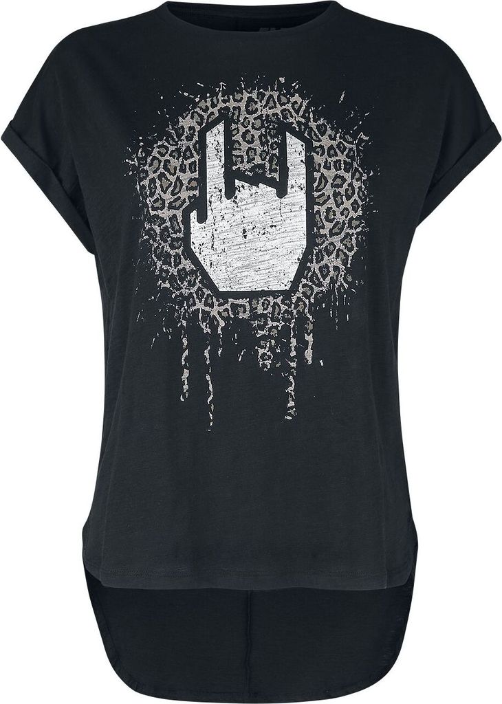 EMP Stage Collection Damen T-Shirt mit Leo-Rockhand schwarz 4XL