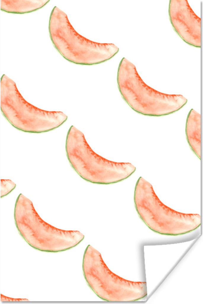 MuchoWow Poster Melone - Aquarell - Schablonen 120x180 cm - Kunstposter