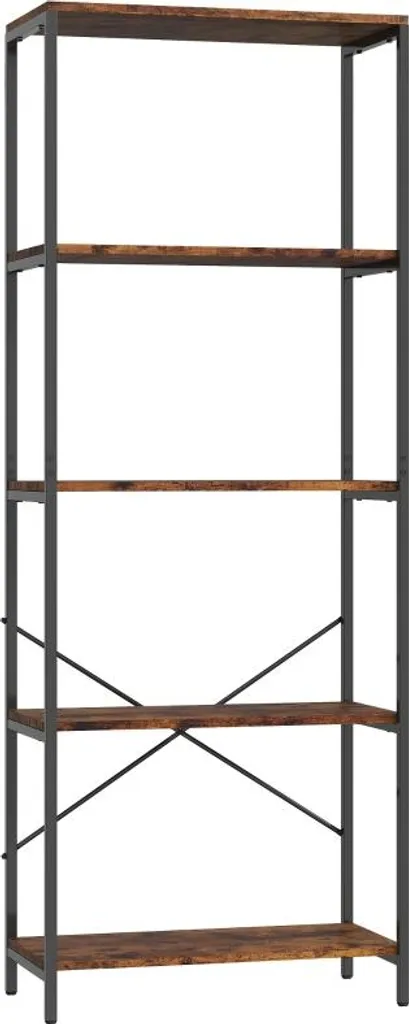 Étagère 5 Niveaux Métal et Surface Mélaminée Marron Haute Résistance