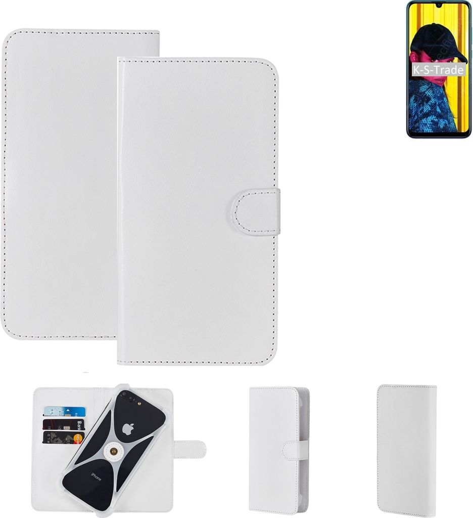 K-S-Trade Handy Hülle Schutz Hülle kompatibel mit Huawei nova Lite 3 Cover Case Bookstyle Bumper weiß 1x
