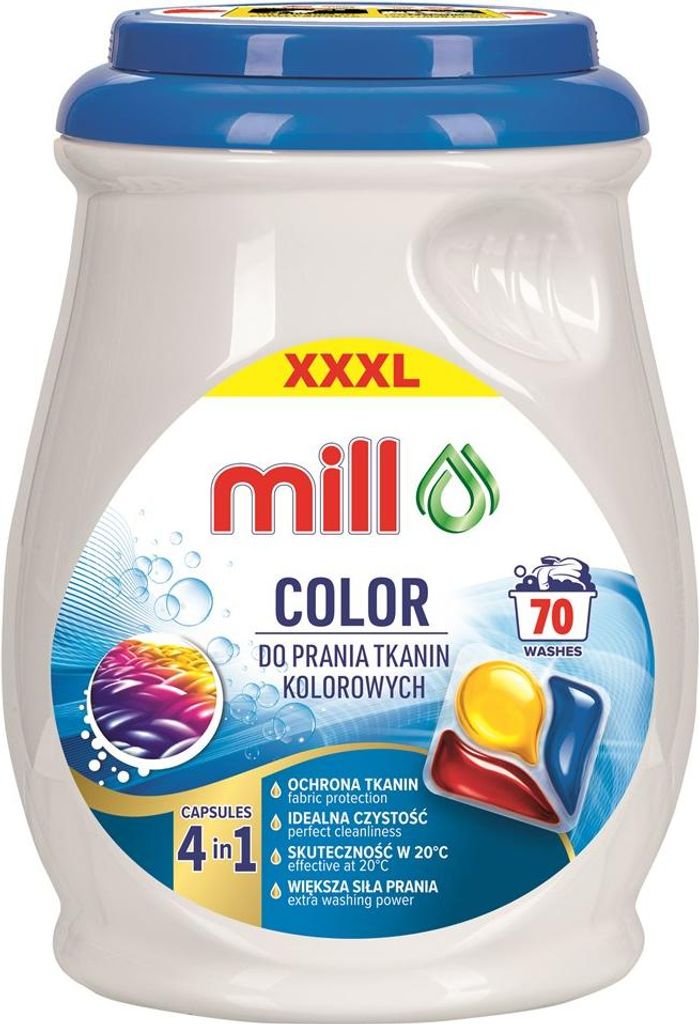 MILL PROFESSIONAL 3-Kammer-Farbwaschkapseln 70 Stück. Produktbild 