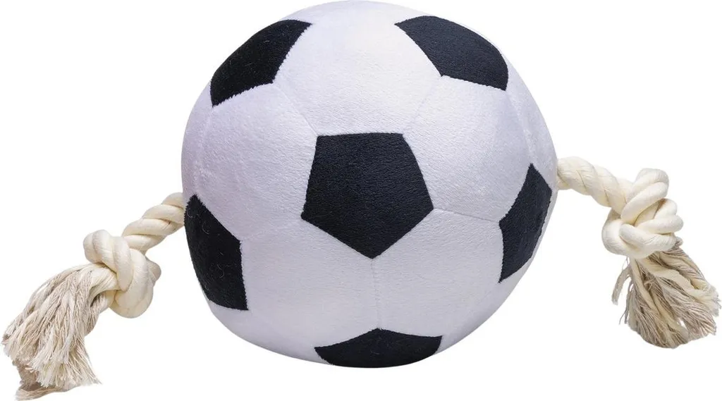 Ballon de football en peluche pour chien avec corde de traction robuste