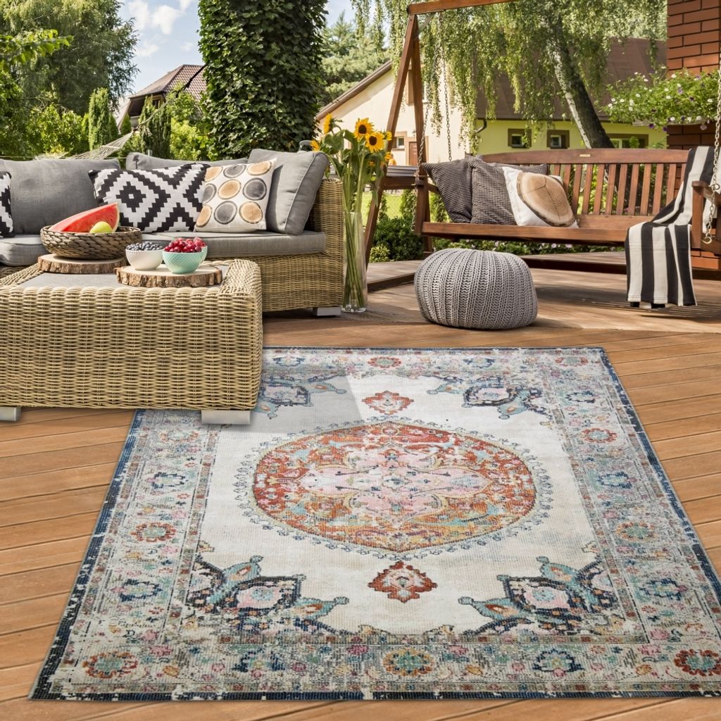 Teppich Orient Teppich Outdoor Wohnzimmerteppich Vintage bunt Größe - 120 x 170 cm