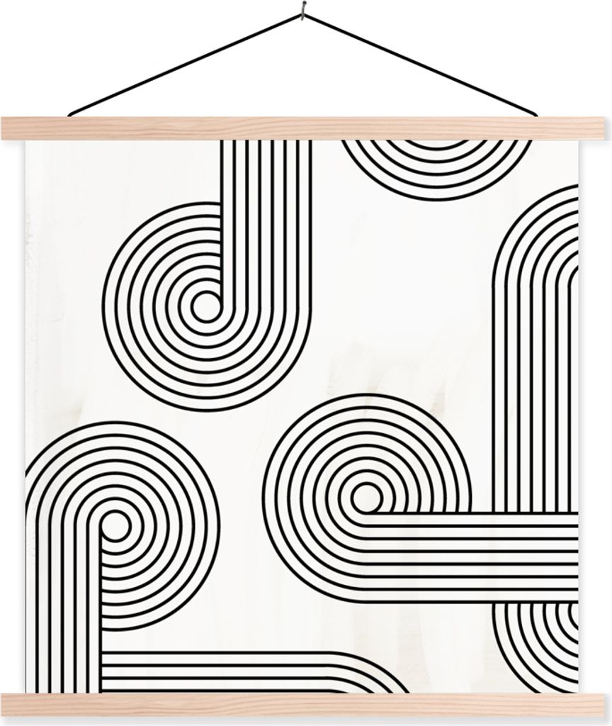 MuchoWow Textilposter Kunst - Abstrakt - Kreis 120x120 cm mit holzfarbenen Rahmen - Textil-Poster