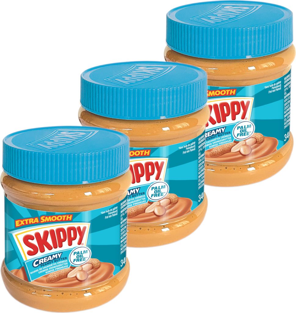 SKIPPY Erdnussbutter 3x "Creamy" Peanut Butter Extra Smooth Ohne Palmöl 3x 340g