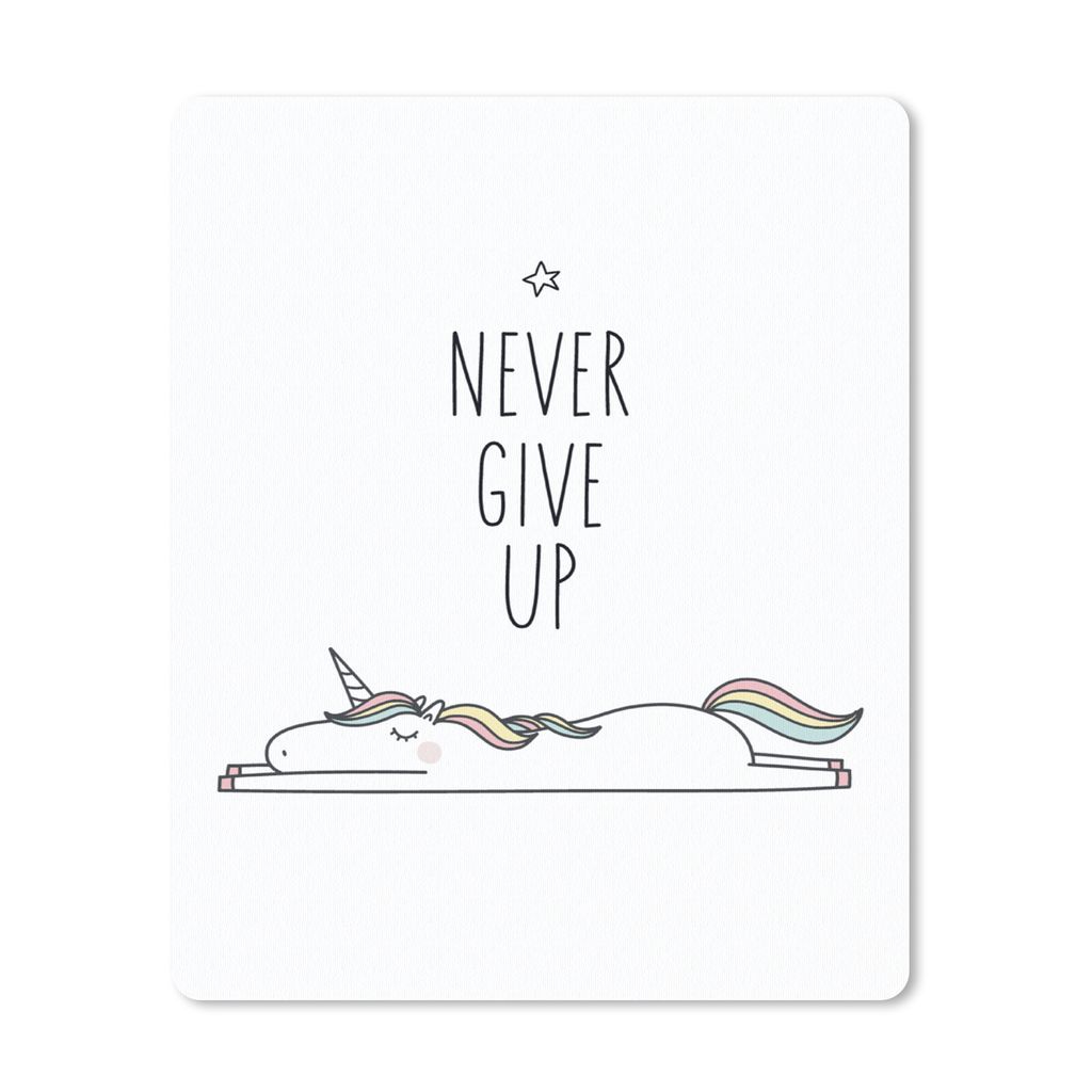 MuchoWow Mauspad Mousepad Einhorn - Kinder - Zitate - Niemals aufgeben - Mädchen 19x23 cm - Mousepads - Maus Mat - Pad - Mausunterlage - Mauspad...