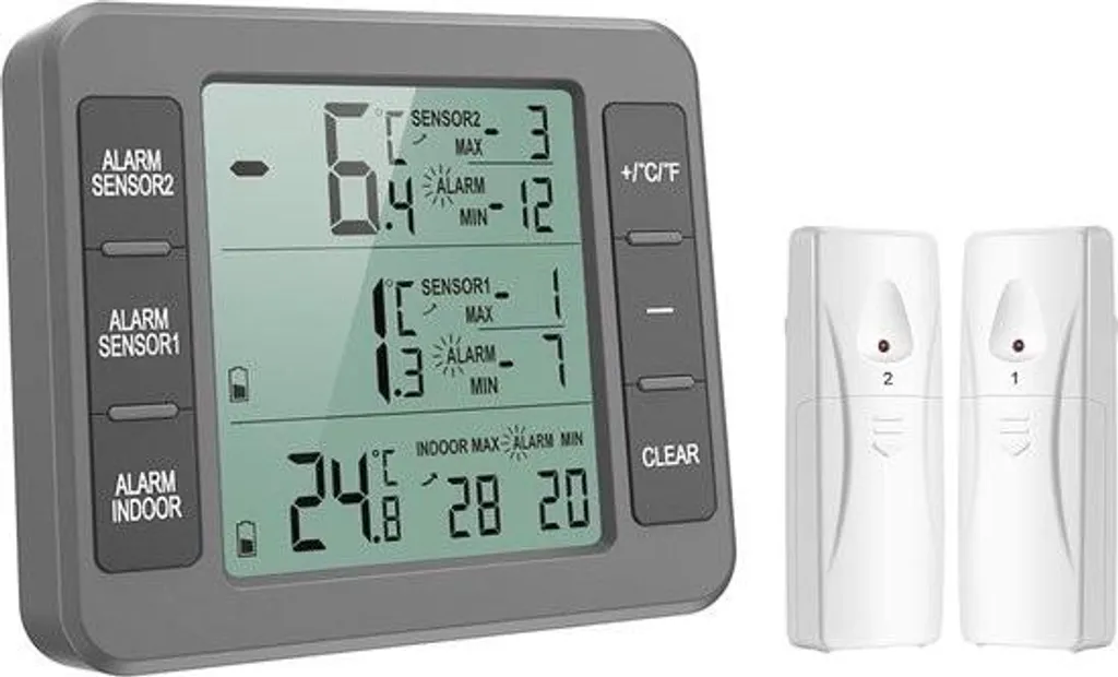 Thermomètre digital frigo avec alarme sonore et capteurs distants sans fil