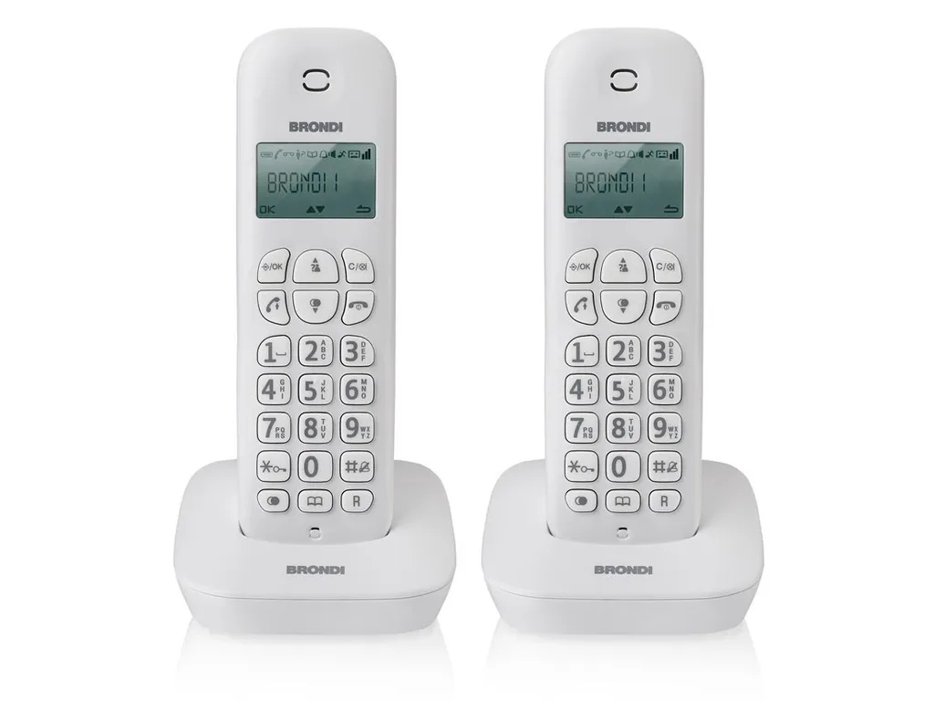 Téléphone fixe sans fil duo Brondi Gala écran rétroéclairé blanc
