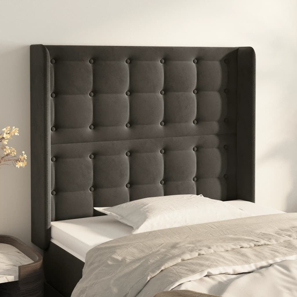 Maison Exclusive - Kopfteil mit Ohren Dunkelgrau 103x16x118/128 cm Samt