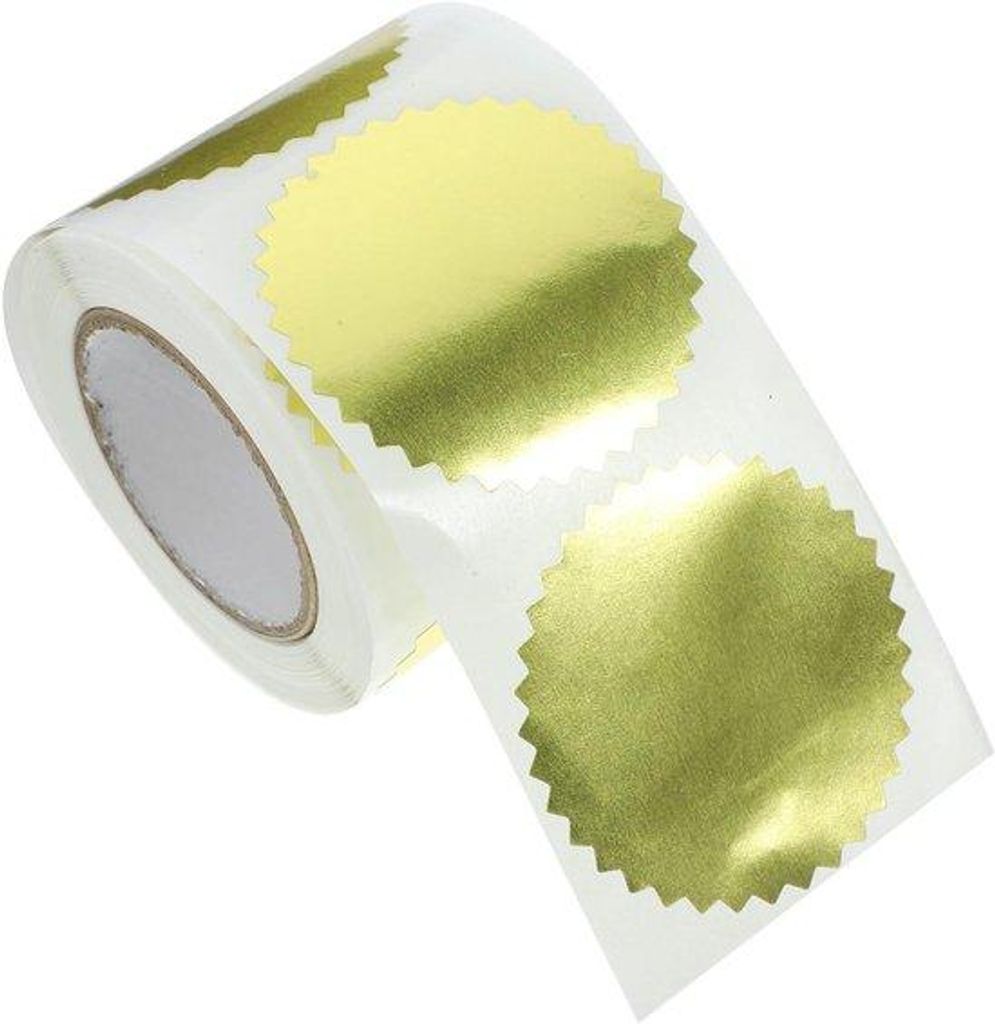 Aluminiumfolie Medaille Diploma Stickers Ronde Reliëf Gear Applique Papier Decals