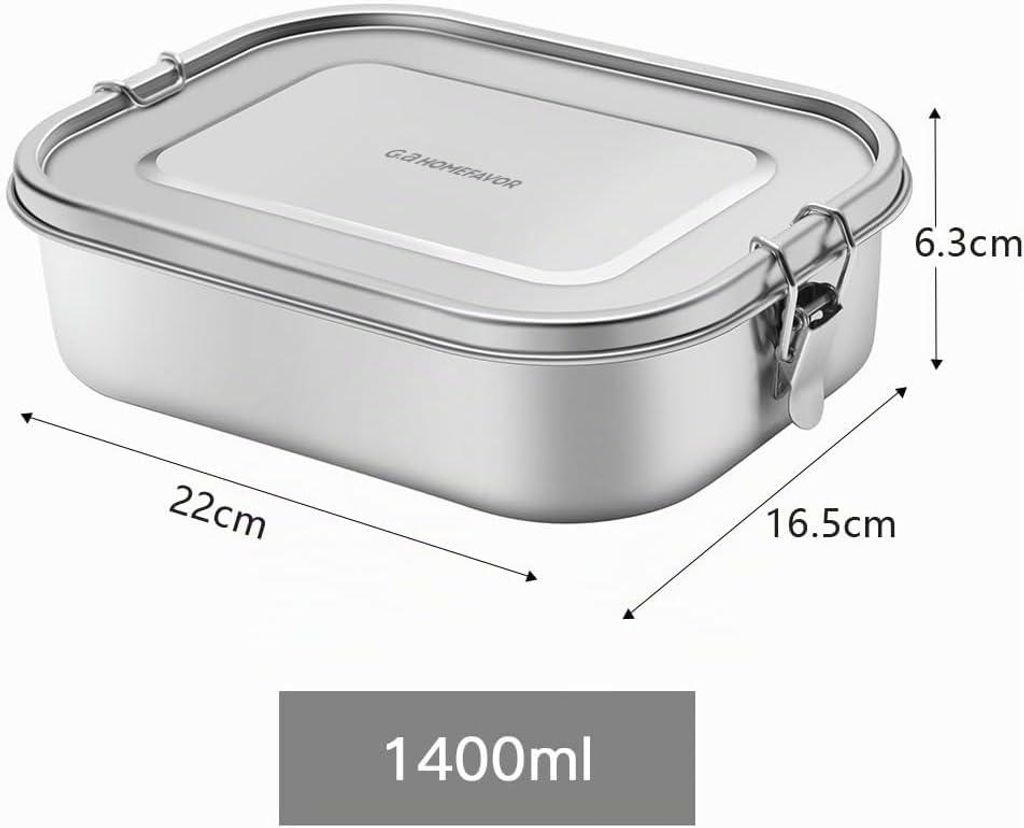 Edelstahl Brotdose Metall Lunchbox mit 5 Fächern 1400ml