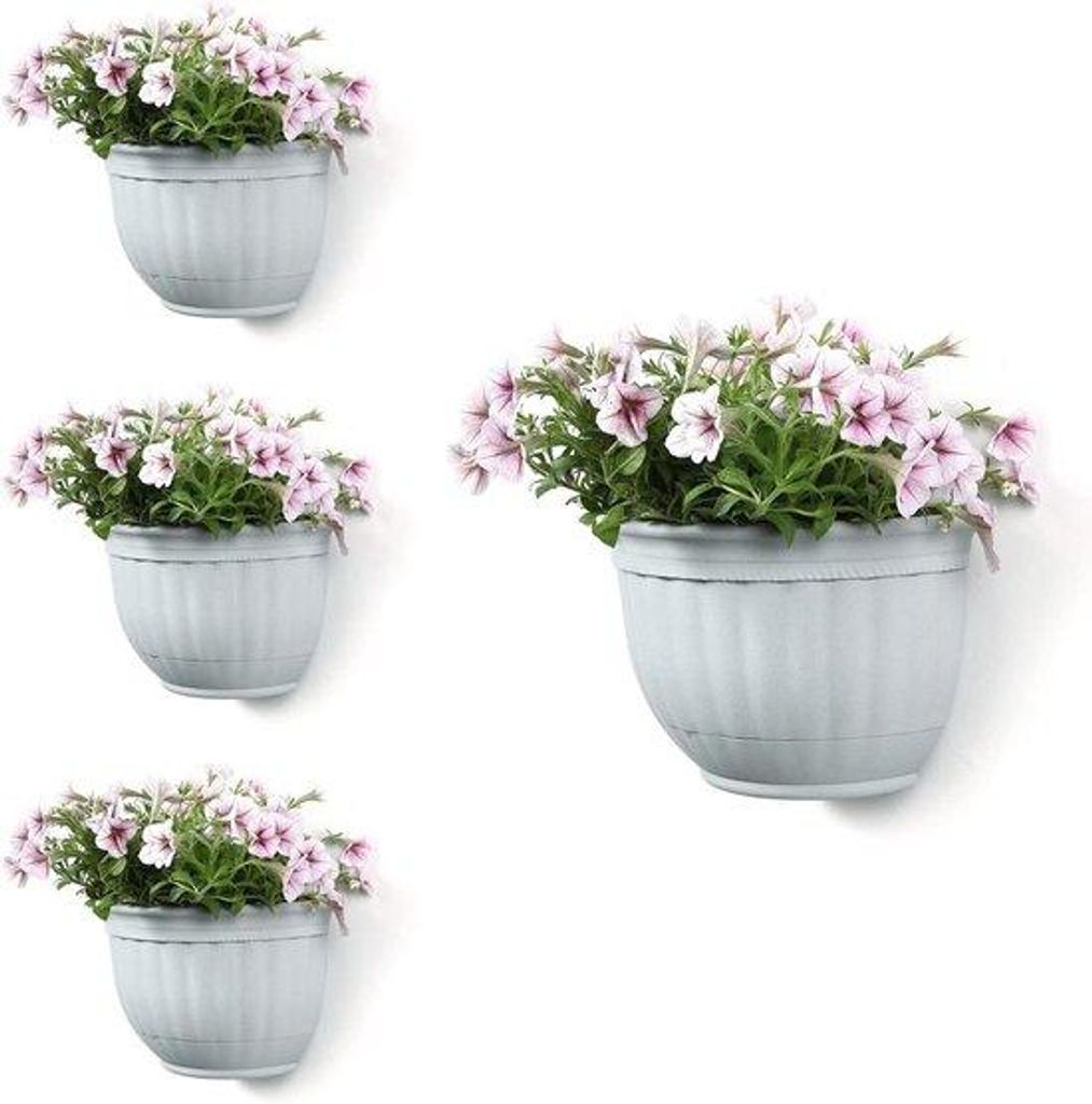 26 cm wandhangpot set van 4 harte witte muur bloempotten voor cactus - ideal für den Garten, Balkon und Innenhof