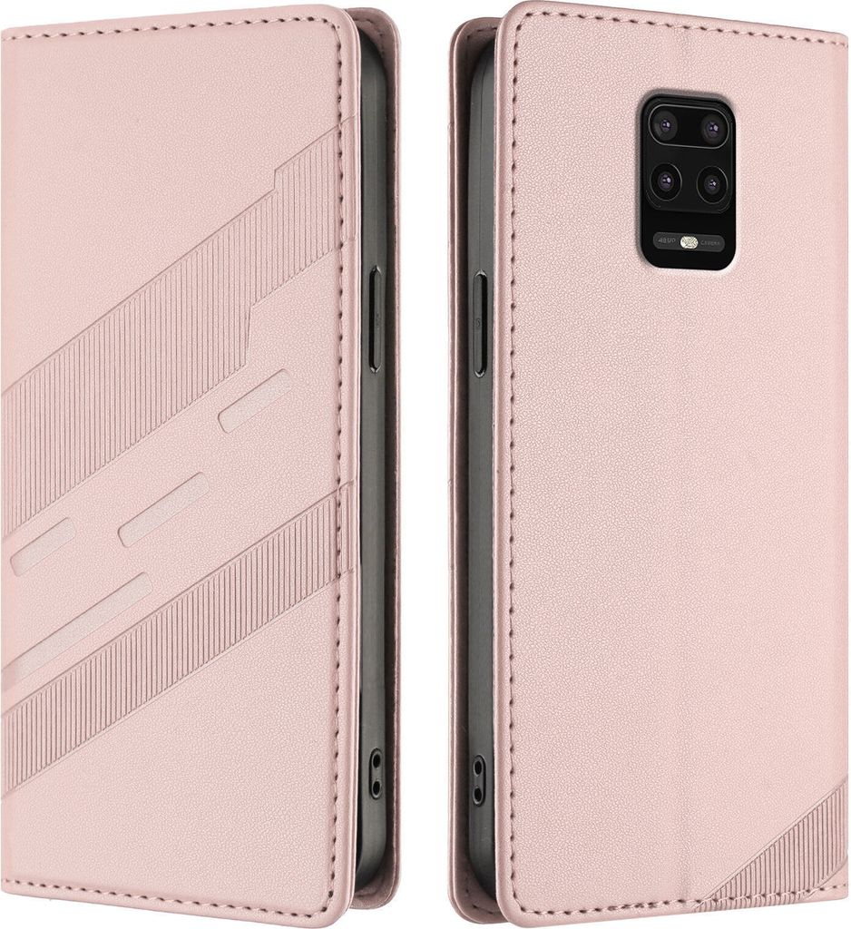 Hülle für Xiaomi Redmi Note 9s/Note 9 Pro/Note 9 Pro Max, Kunstleder Brieftaschen Handyhülle mit Kartenfach und Standfunktion Pink