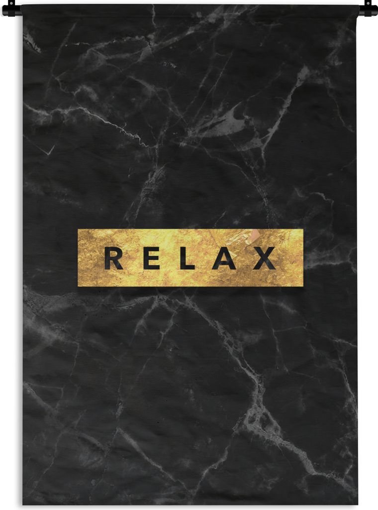 MuchoWow Wandteppich Wandbehang Zitate - Entspannen - Gold - Marmor 120x180 cm Tapisserie Dekoration Wandtuch - Schlafzimmer - Dekorationen für ...