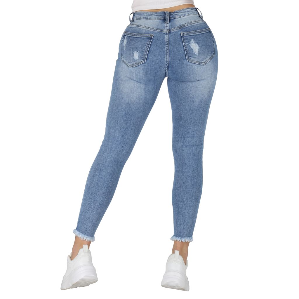 Giralin Damen Jeans Skinny Fit Destroyed Look Fransen Hose Übergrößen