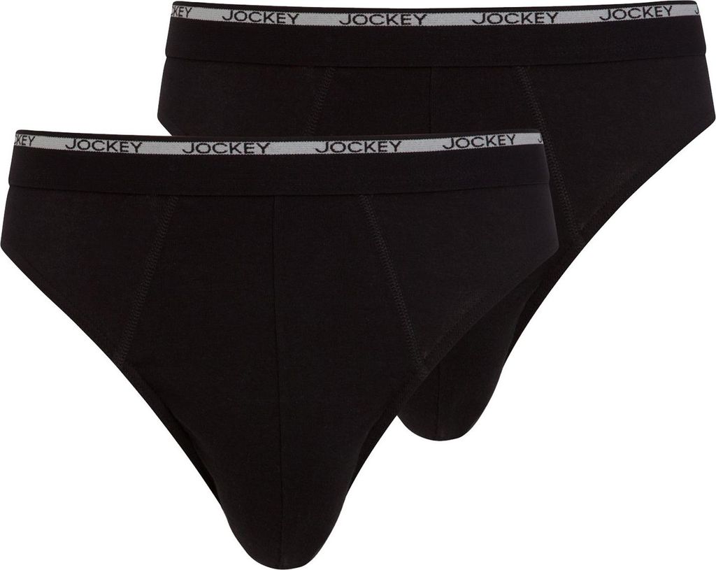 Jockey Herren Slips, 2er Pack - Modern Classic Brief, Baumwolle, einfarbig Schwarz 2XL