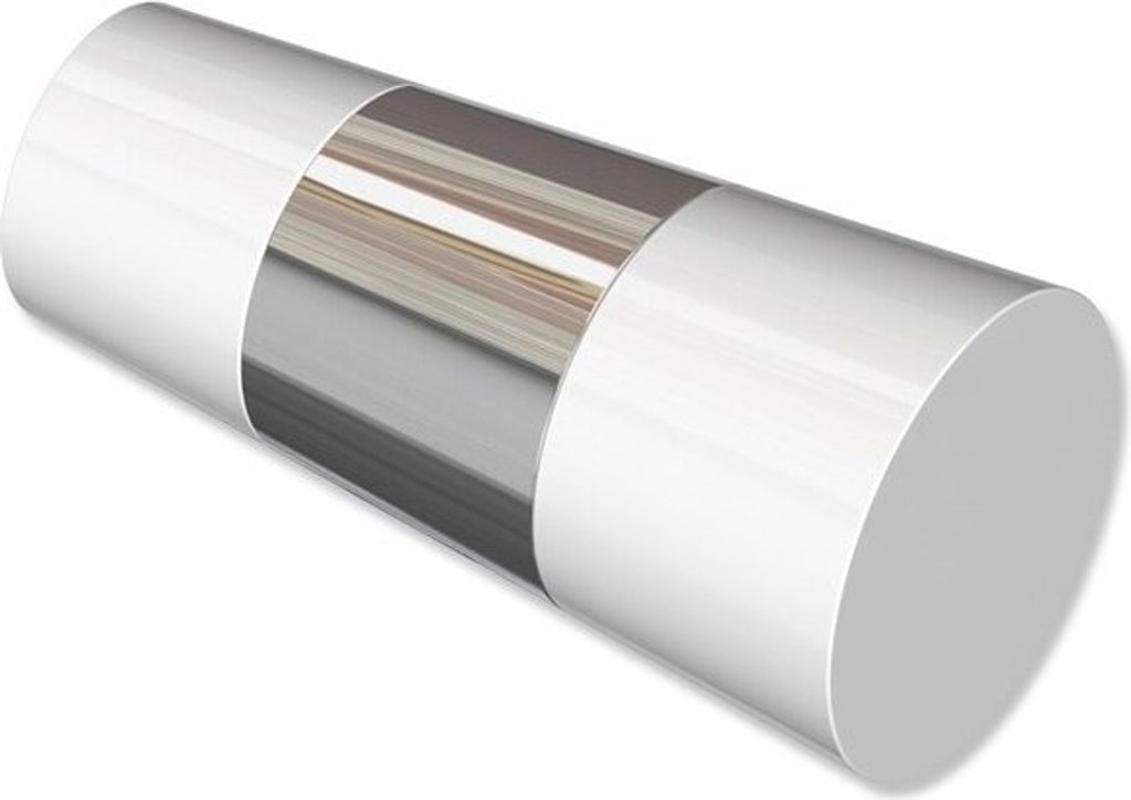 Interdeco Endstücke Konus (Bicolor) für Gardinenstangen 20 mm Ø, Weiß / Chrom, Modell Tanara (Packung 2 Stück)