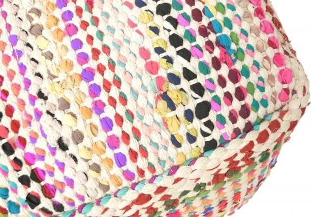 Pouf Madrid écru 40x40 cm - Siège d'appoint carré en tissu bouclé
