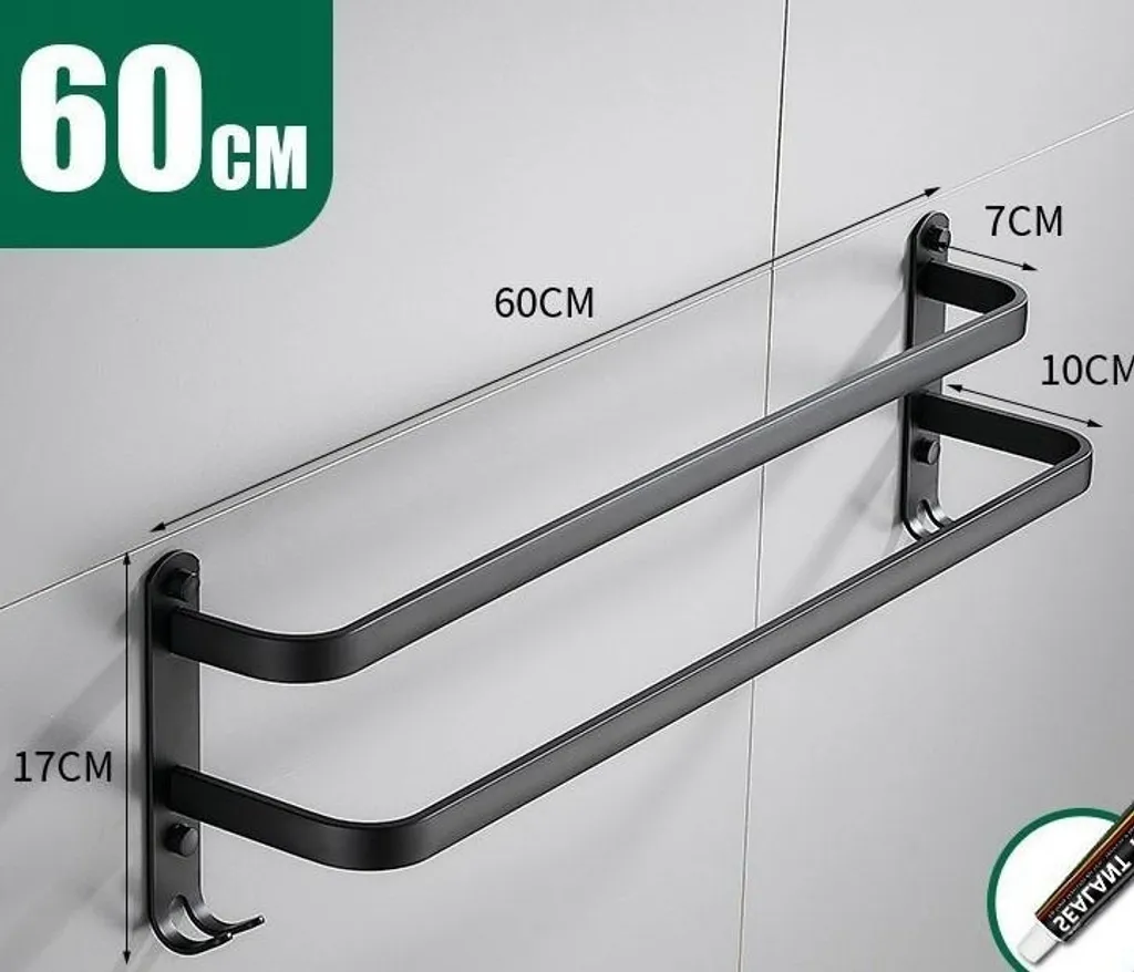 APT AG988 Portasalviette 60cm in Acciaio Inox Nero - Qualità Top