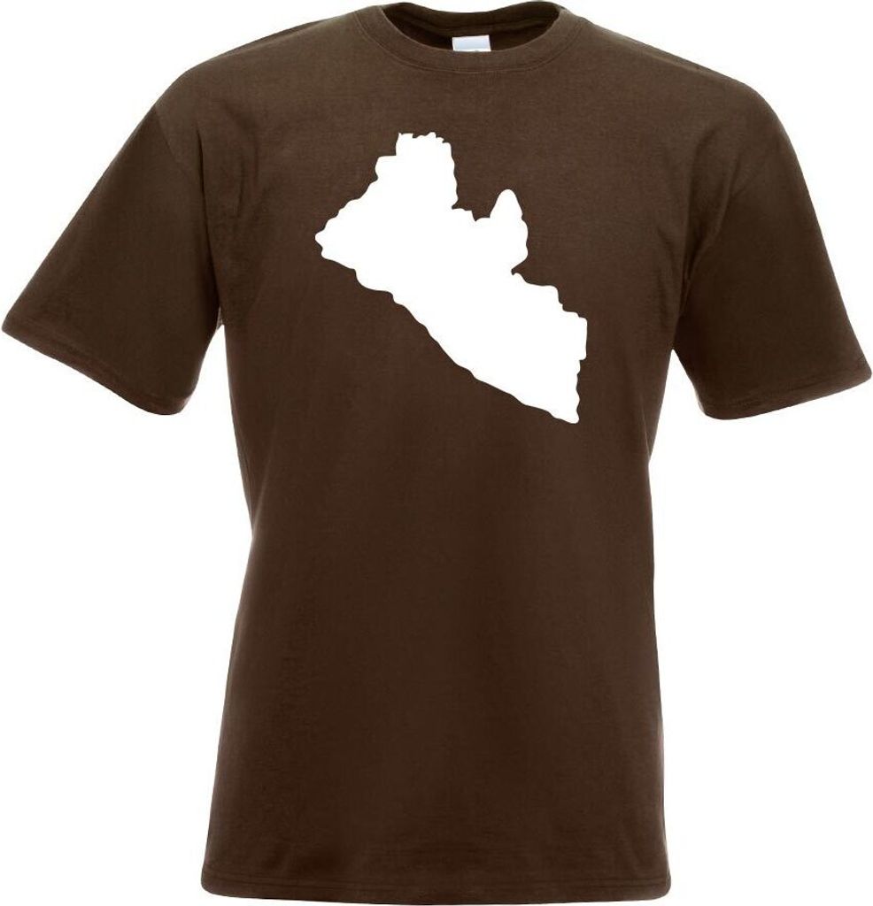 Kiwistar - T-Shirt - Chocolate - Liberia Umriss Kontur Herren Funshirt Bedruckt Design Sprüche Spruch Motive - mit Motiv Bedruckt - Funshirt Desig...