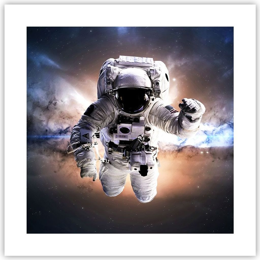 Poster - Poster ohne Rahmen - Astronaut Erde Raum - 40x40 cm - Wand Bild - Wanddeko - Wandbilder - Kunstposter - Wandposter - Bilder - Kunstdruck -...