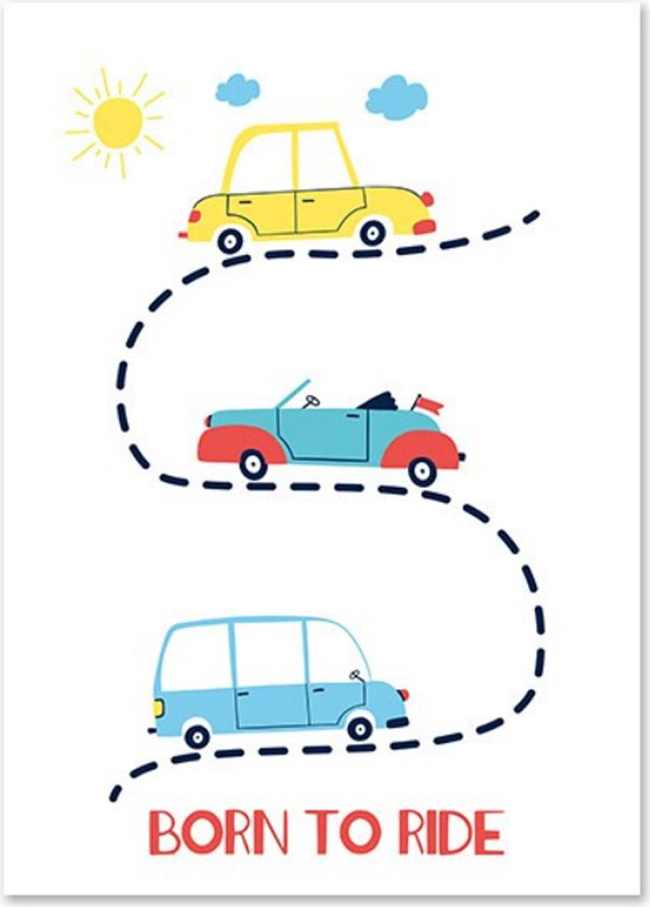 TPFLiving Kunstdruck LW-1020 (OHNE RAHMEN) Poster - Leinwand - Wandbild - Hochauflösender Giclée-Druck, langlebig und hochwertig - Autos für Kin...