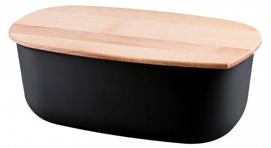 Brotkasten mit Deckel aus Buchenholz BFA Free schwarz Produktbild 