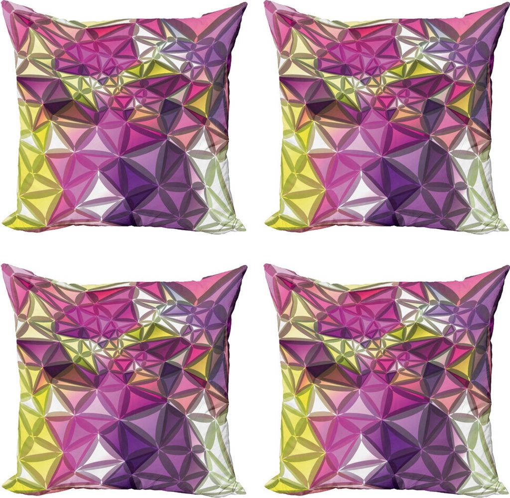 ABAKUHAUS Diamant Kissenbezug Set (4 Stück), geometrische Diamant, Moderner Doppelseitiger Digitaldruck, 40 cm x 40 cm, lila, Gelb