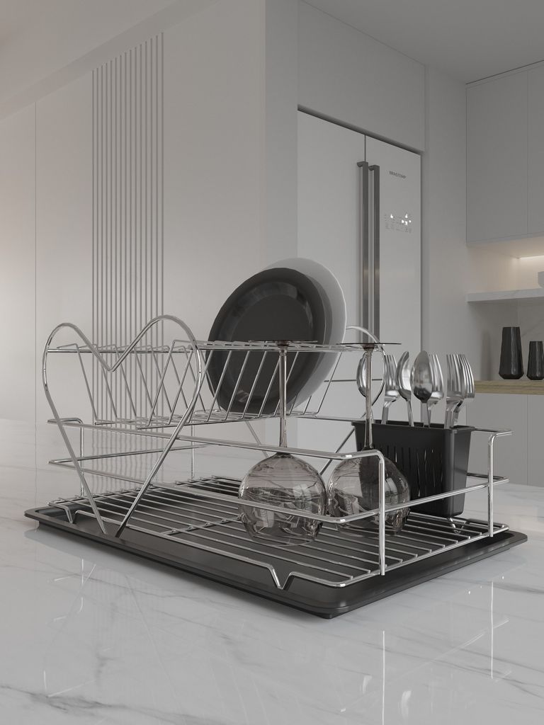 Hermia Concept, SM505-C, Geschirrständer, 100 % METALL, Chrom, 47 x 31 x 24 cm