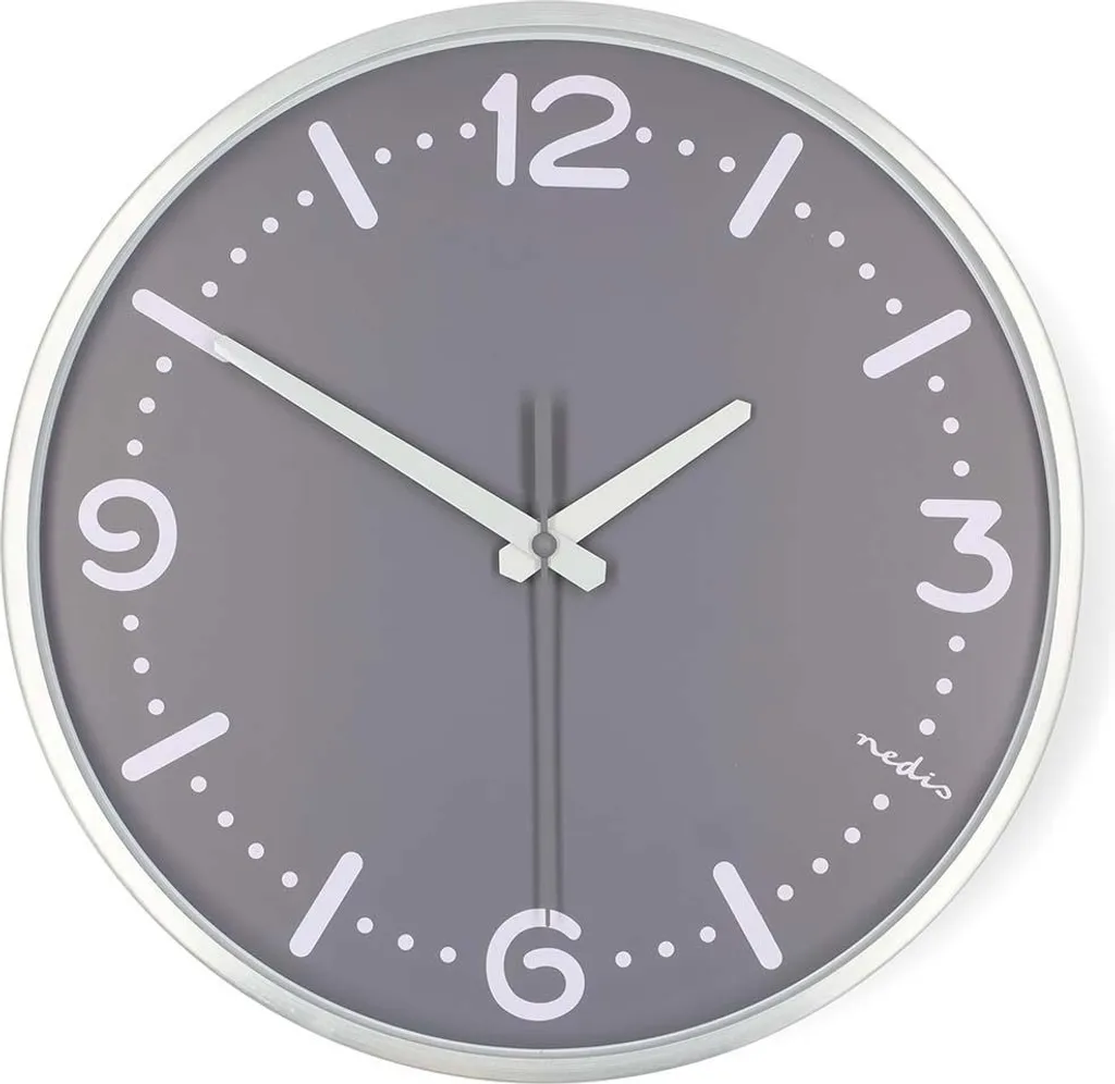 Horloge murale silencieuse aluminium 30 cm - Ne perturbe plus le sommeil