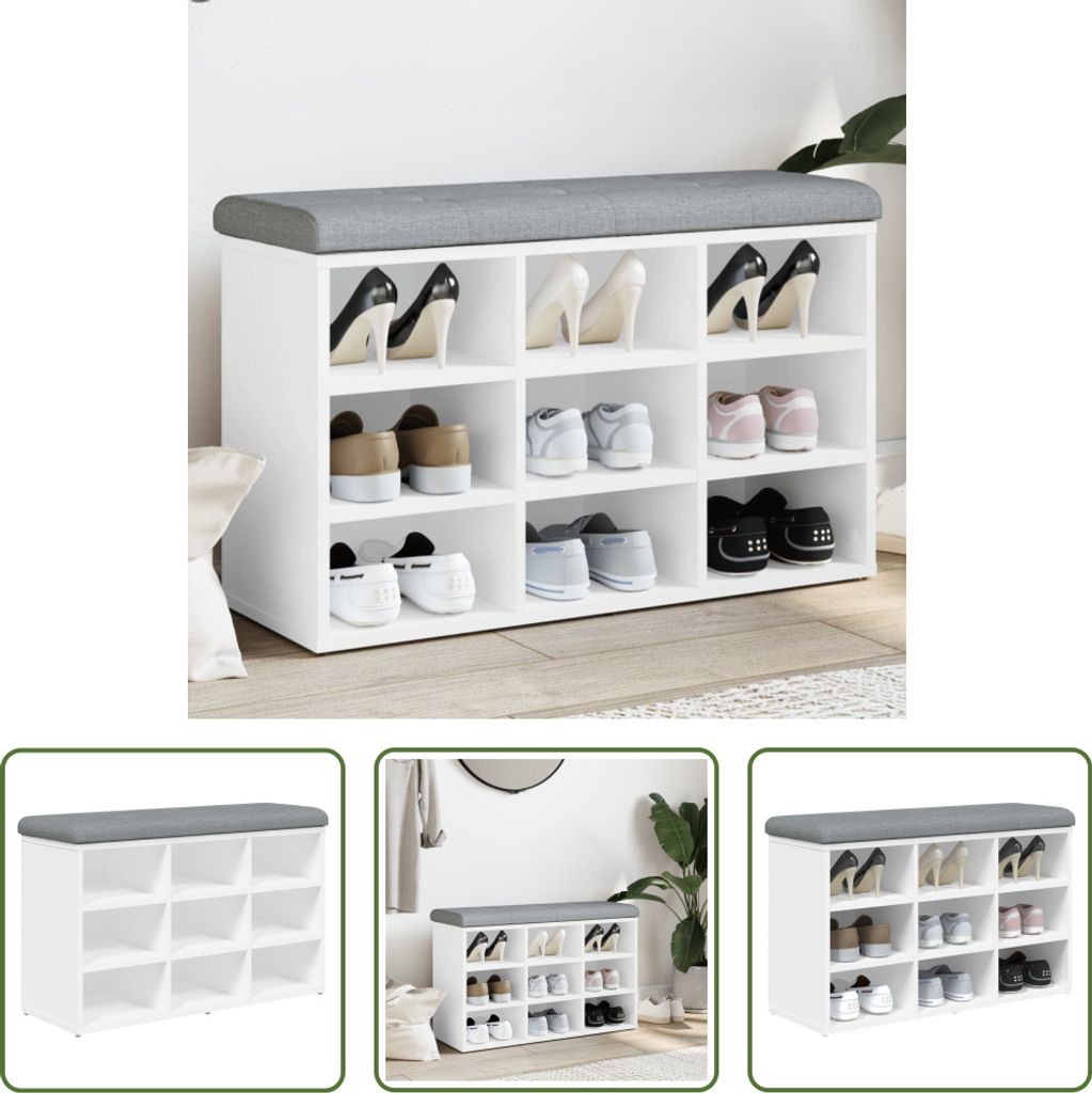 The Living Store Schuhbank Weiß 82x32x50 cm Holzwerkstoff