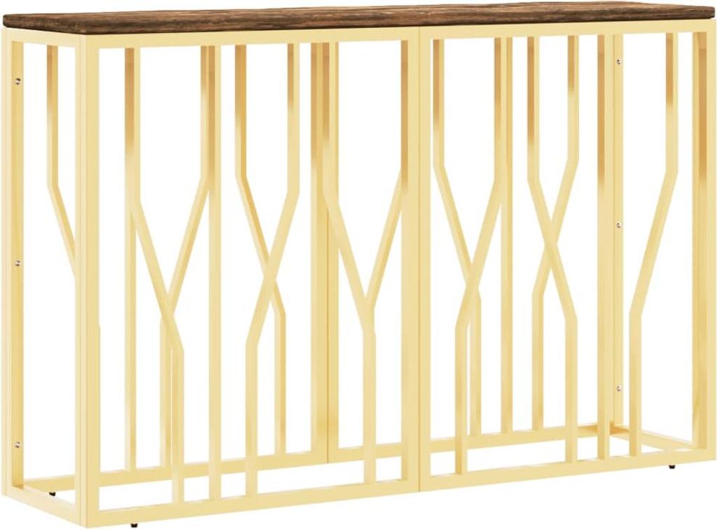 vidaXL Konsolentisch Golden Edelstahl und Altholz Massiv
