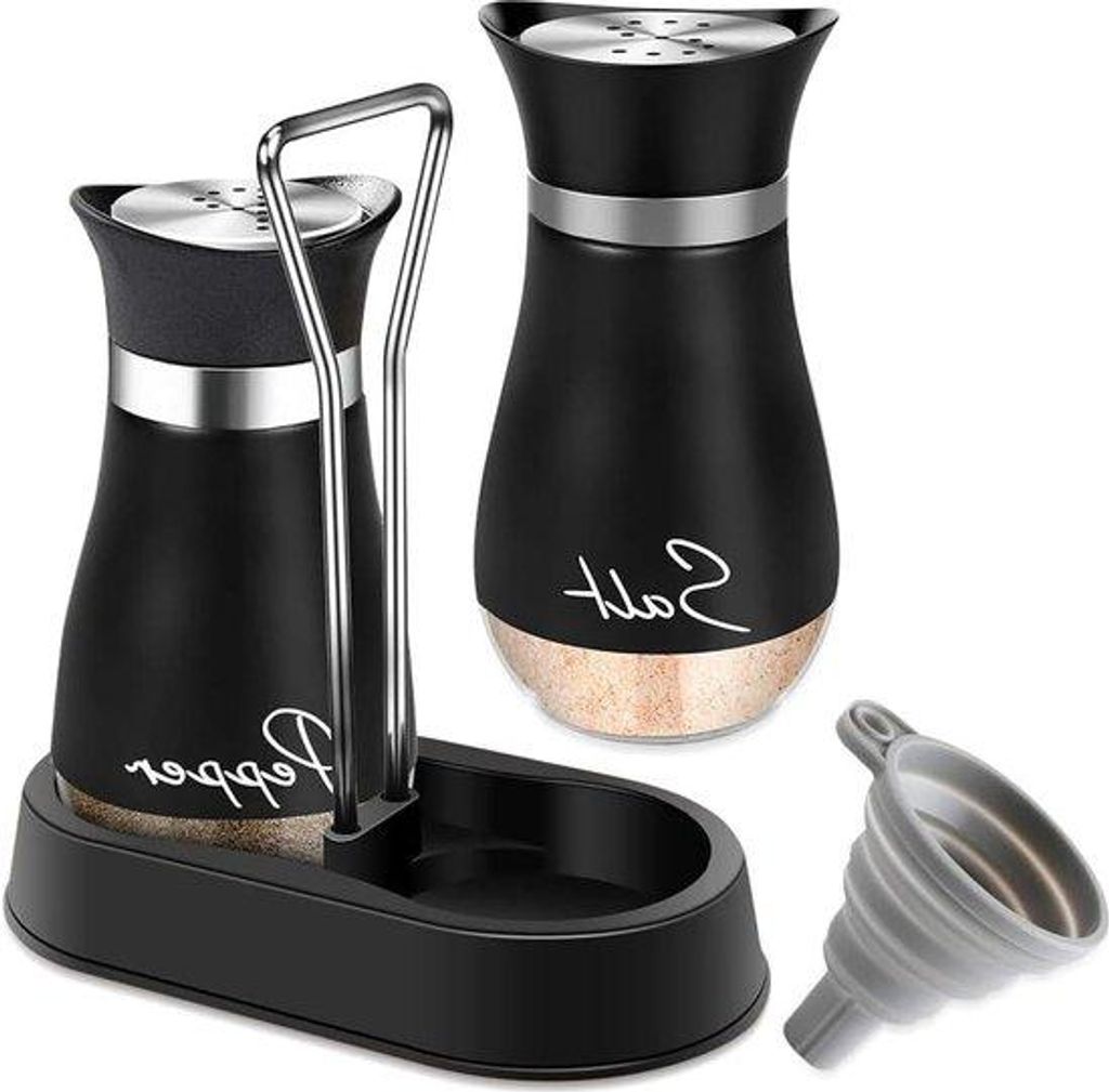 Salz- und Pfefferstreuer-Set, 2-teilig, Glas, Edelstahl, Küchenzubehör