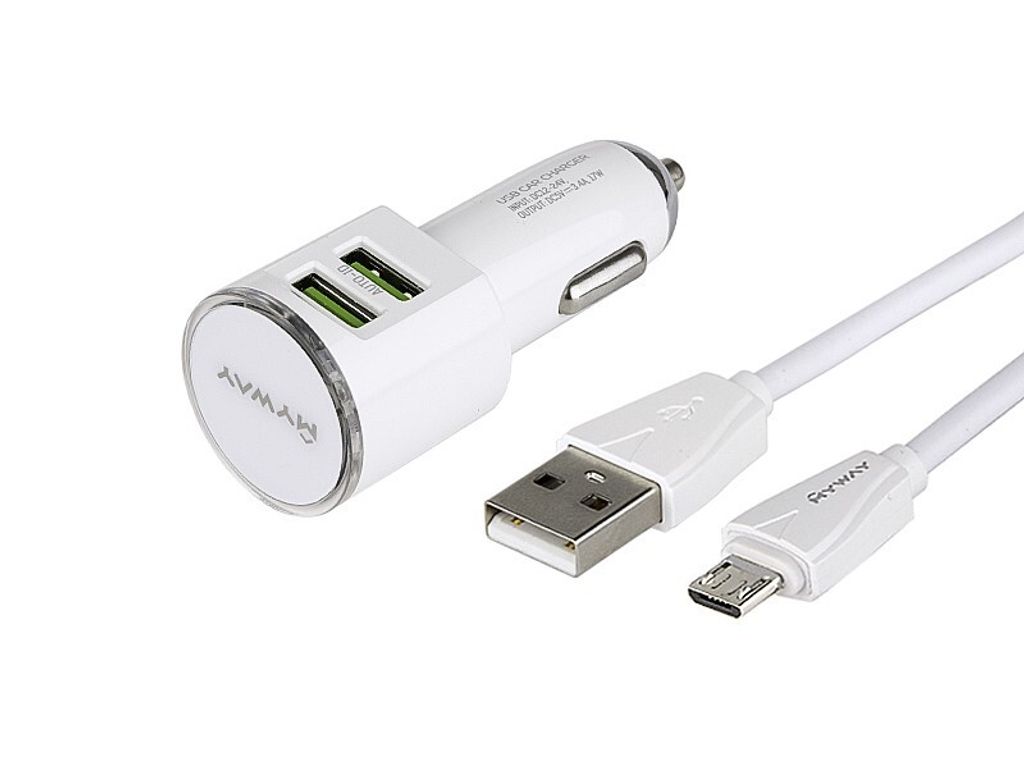 KFZ-Ladegerät 12/24V mit 2x USB 3.4A + Micro-USB-Kabel 100cm