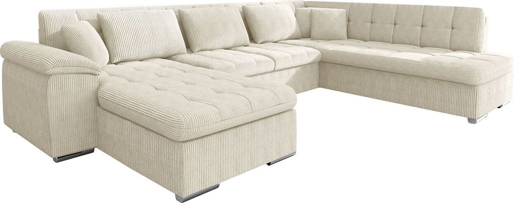 MIRJAN24 Ecksofa Niko Cord, Polsterecke mit Schlaffunktion, Sofa, Polstergarnitur (Farbe: Poso 100, Seite: Links)