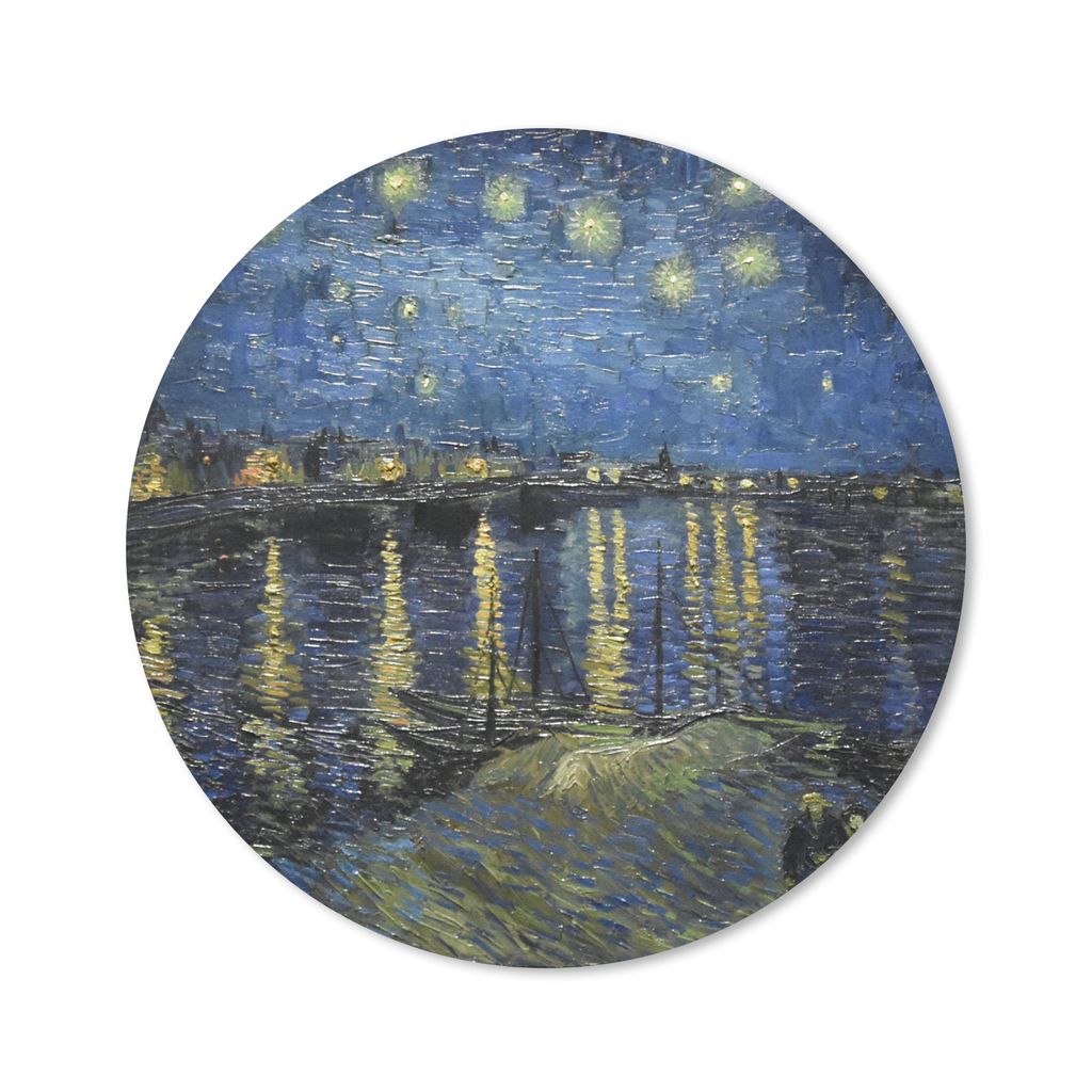 MuchoWow Mauspad Mousepad Sternennacht über dem Orsay Paris - Vincent Van Gogh 30x30 cm - Mousepads - Maus Mat - Pad - Mausunterlage - Tischunte...