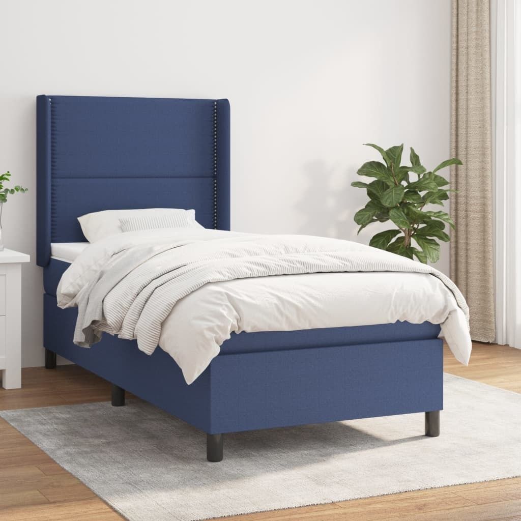 "2026 Promotion" Boxspringbett mit Matratze - Blau 100x200 cm - Stoff - Polsterbett CC7013