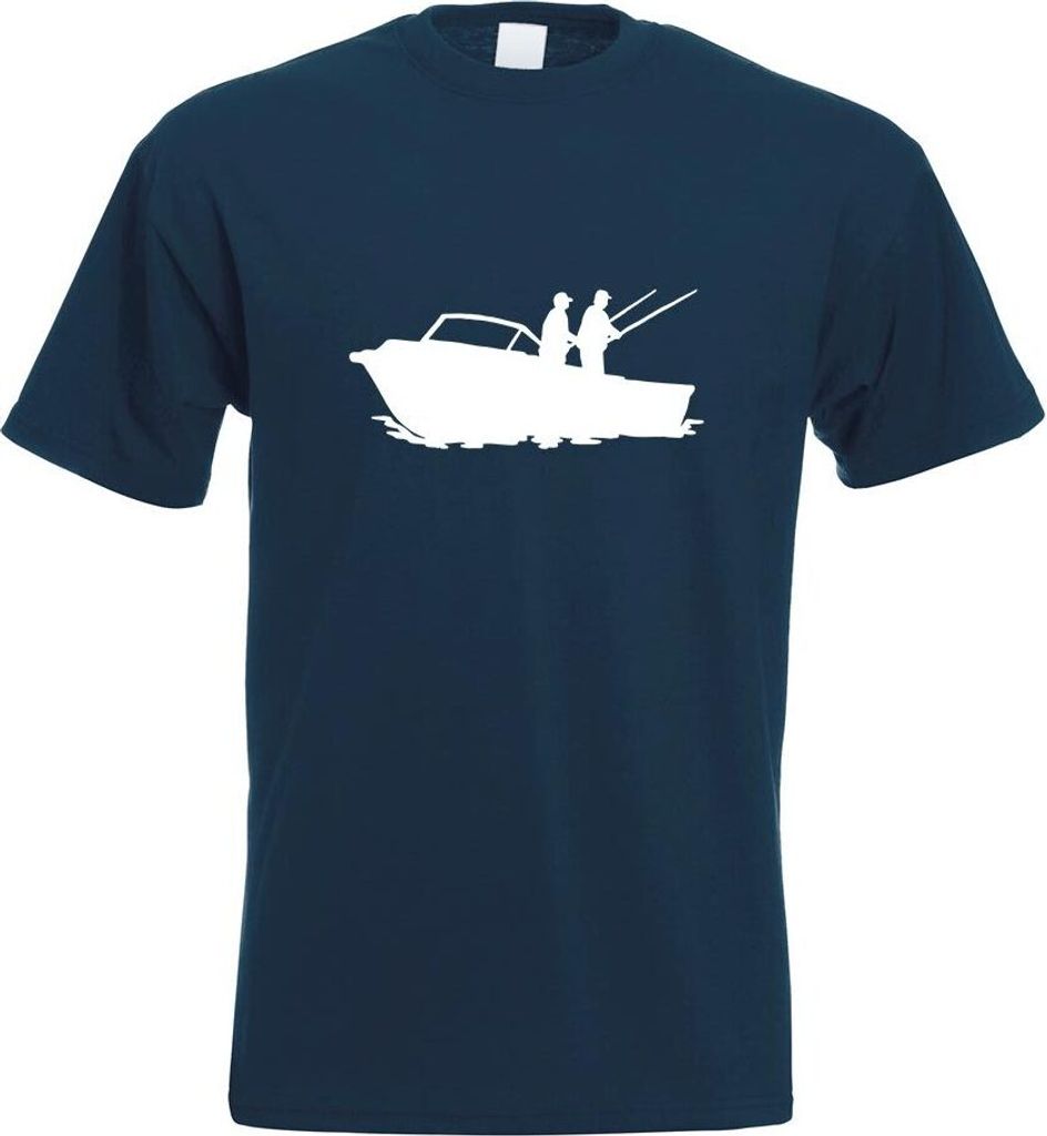 Kiwistar - T-Shirt - Navy - Fischerboot - Angler Motiv Bedruckt Funshirt Design Print - mit Motiv Bedruckt - Funshirt Design - Sport - Freizeit - H...