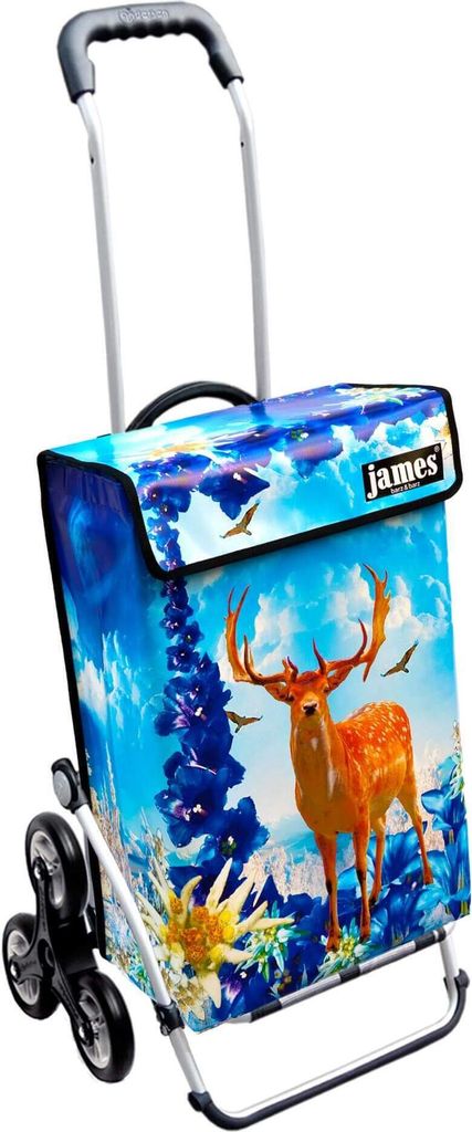 James Einkaufstrolley - EDELWEISS - stabiler Einkaufswagen mit individuellem Design - einfarbig: blau in Ausführung: Royal-Treppensteiger