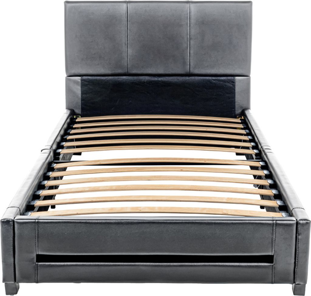 HOME DELUXE - LED Bett Asteroid - Dunkelgrau, 90 x 200 cm - Inkl. Lattenrost I Polsterbett Design Bett inkl. Beleuchtung