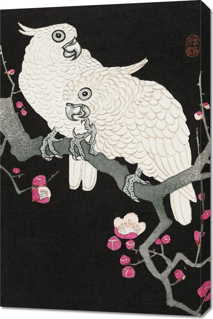 Bild 60x90cm Zwei Kakadus, Japanische Koson Vintage für das Wohnzimmer