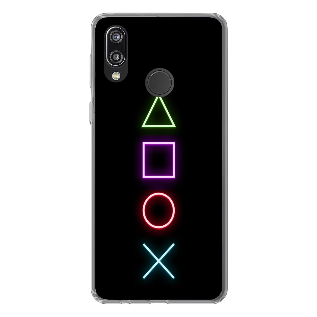 MuchoWow Handyhülle Schutzhülle Hülle für Huawei P20 Lite (2020) Gaming - Neon - Konsole - Schwarz - Controller - Gaming Silikon Softcase Han...