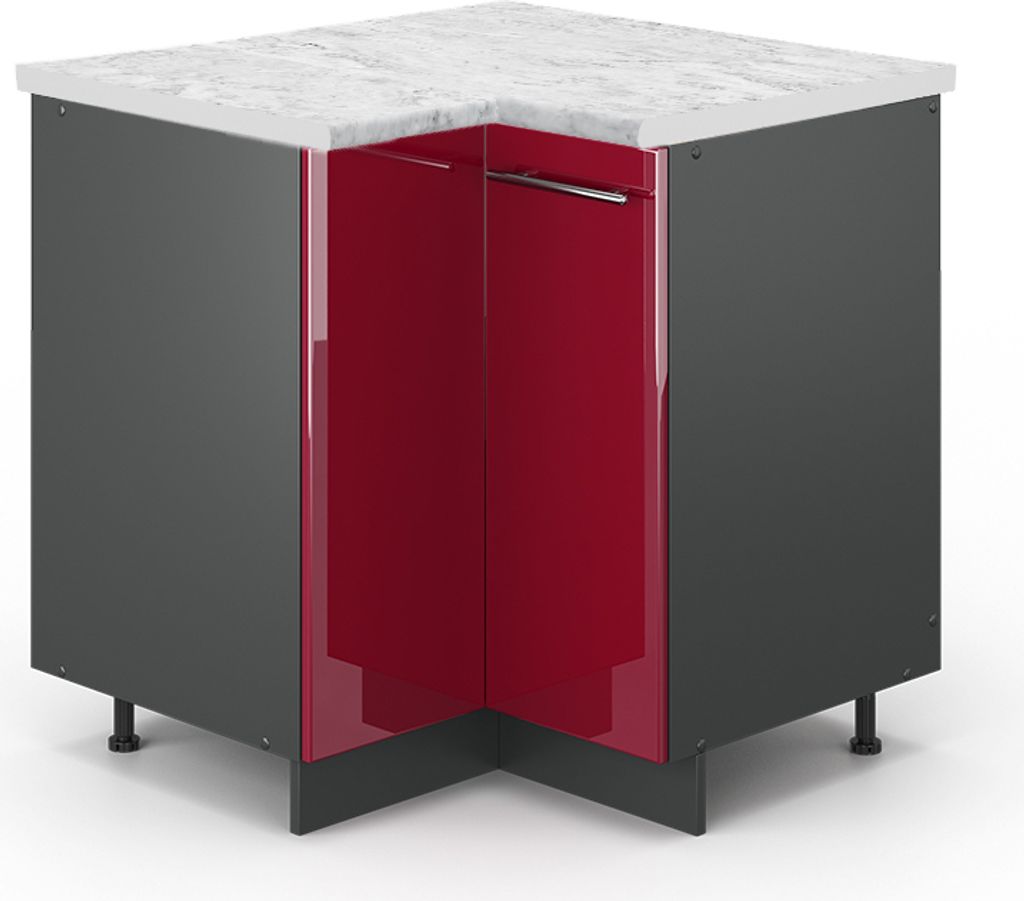 Eckunterschrank Vicco Fame-Line Bordeaux Hochglanz 80.5 cm , AP Marmor, Model 45526