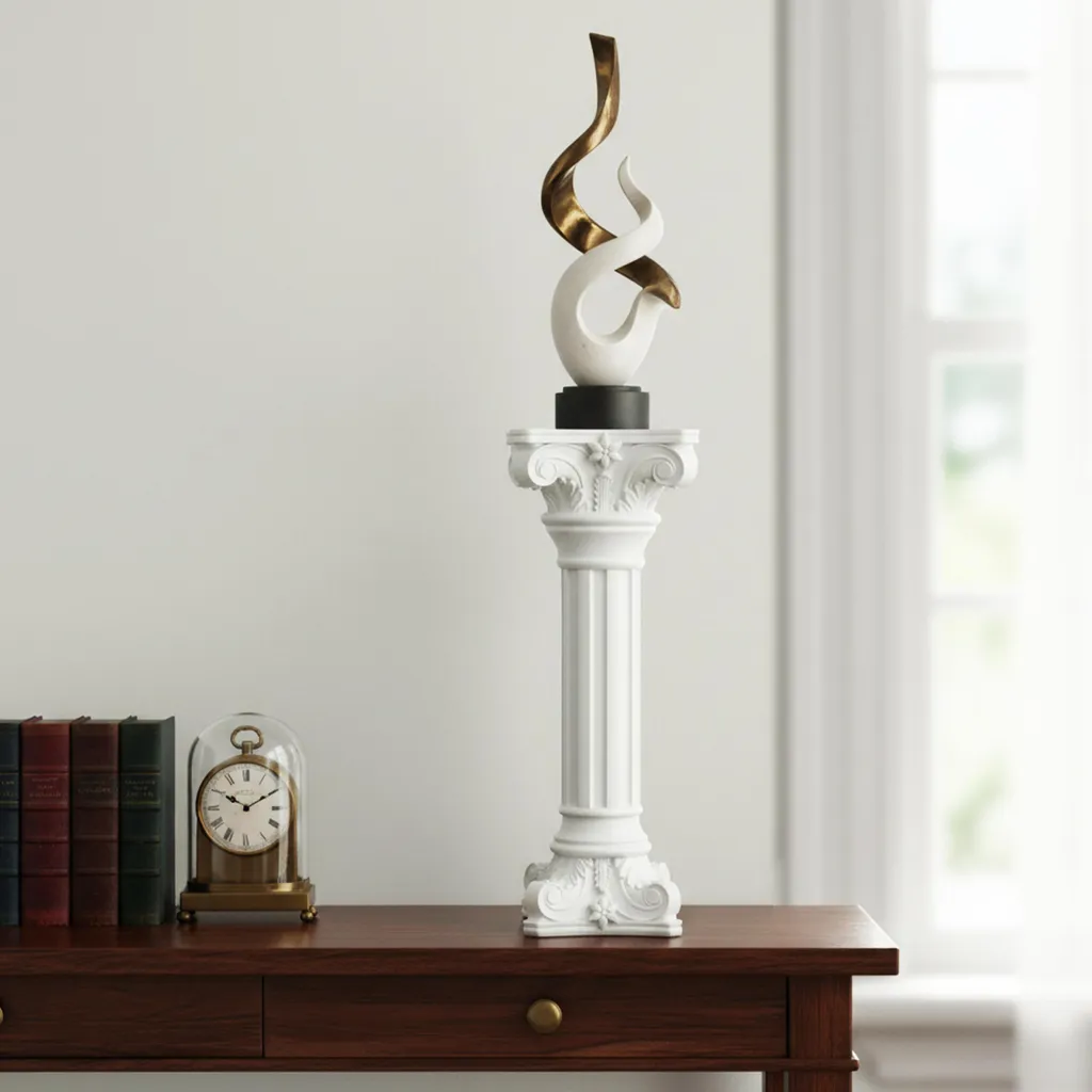Colonne corinthienne 85 cm blanche - Piédestal robuste pour exposition